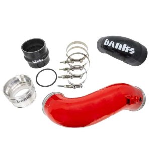 Ford Super Duty Boost Tube - Cold Side - Banks Power - 3.5in diameter, Mandrel-bent, Aluminized Steel - `11-`16